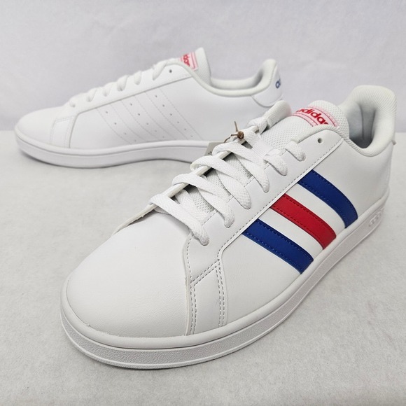 Adidas Grand Court Base Tennis Shoes EE7901 White Blue Red Men's Size 9.5 - Picture 4 of 11